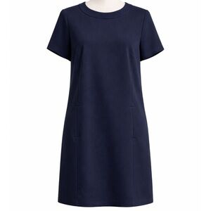 NWT Elegant Navy Short Sleeve Relaxed Fit Shift Dress